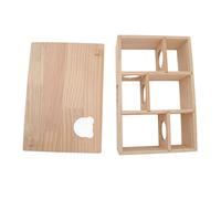 FRTHVB Hamster House Durable Log Hideout with Movable Roof, 6 Bedrooms Wooden Pet Cabin for Hamsters Chinchillas, Multi - Functional Sleeping and Storage Hut with Tunnel Maze