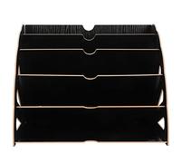 FRTHVB Wooden Multi - Slot File Organizer, Desktop Office Supplies Storage Rack, Large Capacity Book and Magazine Holder with Smooth Finish for Home Office Desk (Black)