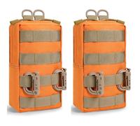 FRTKK 2 Pack Molle Pouches - Tactical Compact Water-Resistant EDC Pouch Bag Small Utility Pouch (2 Pack - Orange 3)