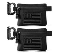 FRTKK 2 Pack Tactical Compact EDC Pouches, Military Molle Utility Pouch Organizer Pouch, Coin Purse Keychain Pocket Credit Card Holder Waist Pack (Black 3)