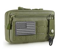FRTKK Tactical Molle Admin Pouch Utility Laser Cut EDC Tool Pouch Bag Horizontal Modular Pouches Include US Flag Patch and Keychain (Army Green)
