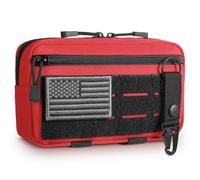 FRTKK Tactical Molle Admin Pouch Utility Laser Cut EDC Tool Pouch Bag Horizontal Modular Pouches Include US Flag Patch and Keychain