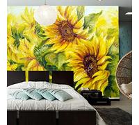 FRTMSticker 3D Photo Wallpaper - Yellow Plant Sunflower - Self-Adhesive Boy and Girl Wallpaper Mural PVC Non-Woven Fabric Waterproof Custom Art Poster Photo Kindergarten Childre 300X200Cm