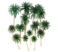 FRTmvg 15PCS Mixed Height Palm Tree Models | 7-16cm Scale Model Trees | Realistic Coconut Trees for Architecture, Diorama & Landscape Scenery