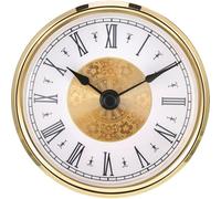 FRTmvg 3.1" Quartz Clock Insert with Roman Numerals - 80mm Round Mini Clock Movement Fits 75mm (3") Holes - Silent Sweep Mechanism - Gold