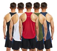 frueo 5 Pack Gym Tank Top for Men Activewear Quick Dry Workout Sleeveless Tops Breathable Y-Back Sport Shirts Power Training Bodybuilding Vests（20418） 5Red-S