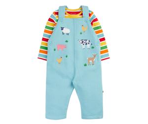 Frugi Boy's Rae Dungaree Outfit in Blue | Size: 3-6 m Frugi Blue 3-6 m