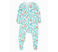 Frugi Girl's Easy Dressing Printed Babygrow in Blue | Size: 12-18 m Frugi Blue 12-18 m