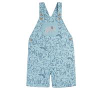 Frugi Pure Cotton Elephant Short Dungarees (3 Mths-5 Yrs) Blue