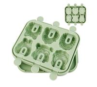 FRUHLING Ice Moulds, Silicone Animals Ice Lolly Moulds, Water Ice Moulds, BPA-Free Popsicle Moulds, DIY Ice Lolly Mould with Sticks for Yoghurt Juice Smoothies (Green)