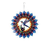 FRUHLING Stainless Steel Wind Chime 3D Hummingbird Wind Spinner 30 cm Mandala Wind Chime with Swirl Hook Hanging Garden Ornaments for Yard Balcony Window Garden Decoration