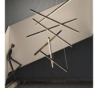 Fruid Modern Large LED Chandelier Lighting,7/9-Lights Strip Pendant Light with Remote Control Dimmable Ceiling Light for Villa High Ceiling Staircase Enterway Foyer(7 light 100cm, Black)