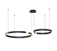 Fruid Modern LED Chandelier with RC,Creative C-Ring Combination Ceiling Light,150cm Adjustable Height,Dimmable Chandelier Lighting for Living,Dining room,Foyer(80cm 50W, Black)