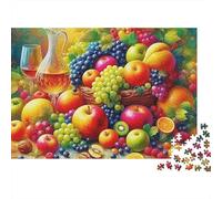 Fruit 1000 Piece Adults & Family Jigsaw Puzzle Abundant Fruit Platter with Wine And Grapes Premium Thick Sturdy Vibrant Challenging 52x38cm/1000pcs