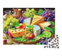Fruit 1000 Pieces Adult Jigsaws Cheese Grapes & Fruit Platter with JarEducational Game Challenge Great Gift Idea 52x38cm/1000pcs