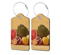 (Fruit) 2 Pack Luggage Tags for Suitcases Leather Bag Tags Privacy Cover Id Card Label with Steel Loop for Travel Bag