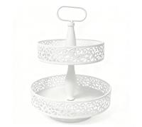 Fruit and Veg Storage - Fruit Bowl, 2-Tier White Metal Fruits Basket with Handle, Vegetable Rack, Multi-purpose Kitchen and Living Room Storage Fruits and Vegetable Basket, Kitchen Storage Baskets
