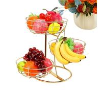Fruit and Vegetable Basket, 3 Shelves Stainless Steel with Banana Stand, Fruit Display for Kitchen Worktop, Home Apartment, Fruit, Vegetable, Snacks