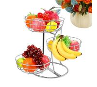 Fruit and Vegetable Basket,3-Tier Metal Non-Slip Space Saving Organizer | Kitchen Tiered Fruit Basket for Countertop - for Pantry Cabinet Apartment Restaurant Party Food Vegetable Bread Snack