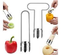 Fruit and Vegetable Corer, 2 Pack 304 Stainless Steel Coring Tool for Apple Pear Tomato, Multifunctional Kitchen Seed Remover for Sweet Peppers, Home Cooking Utensil