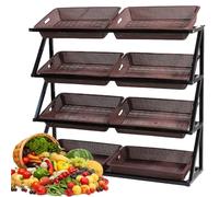 Fruit and Vegetable Display Rack - Versatile Market Shelf for Merchants Kitchen Organizer Retail Storage Solution for Fresh Produce and Easy Access