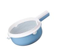 Fruit and Vegetable Drainer with Handle Double Layer Basket, Blue