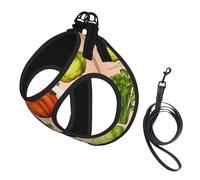 Fruit And Vegetable Print Harness Leash Set For Cat Dog, Reflective Adjustable Escape-Proof Vest Lead With Soft Breathable Mesh, For Small Pets And Kitten Puppy