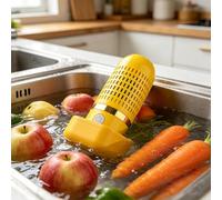 Fruit and Vegetable Purifier Washing Machine Capsule Shape Cleaner Device, Produce Cleaner - OH-ion Purification Technology for Veggies, Grains, Rice, Meat, Seafood (Yellow)