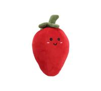 Fruit and Vegetable Shaped Squeaky Dog Chew Toys with PP Filling for Interactive Play and Cleaning Pet Training and Teething for Puppies and Adult Dogs (Red, 15x10cm)