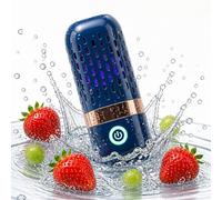 Fruit and Vegetable Washing Machine, Portable Vortex Food Cleaner for Meat Seafood, Hydrogen Ion Purifier, 10-Min Produce Washer, Cordless Kitchen Tool for Home Travel (Blue, One Size)