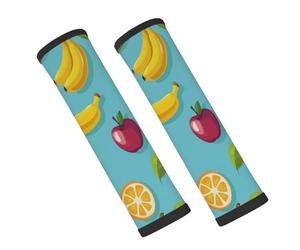Fruit Apples Banana Orange Pattern Seat Belt Pads for Car 2 Pack Soft Neoprene Seatbelt Cover Shoulder Pad Neck Cushion Protector Universal Fit for Car Backpack Travel Comfort