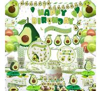 Fruit Avocado Party Supplies, Avocado Theme Tableware Party Pack for Girls, Kids, Avocado Control Birthday Party, Includes Plates, Cups, Napkins, Tablecloth, Backdrop, Balloons, Serves 20
