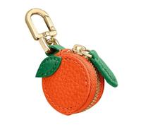Fruit Bag Charm Keychain - Cute Leather Coin Purse with Blueberry & Lemon Design - Multi-Functional Keychain for Bags, Keyrings, and Accessories (Tangerine)