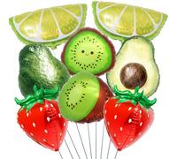 Fruit Balloon Set with Avocado, Kiwi, Lemon and Strawberry Balloons, Summer Fruit Party Decorations, Cute Food Theme Balloons for Birthday, Tropical Party, Fruit Baby Shower, Picnic Party Decor