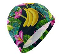 Fruit Banana Floral Fashion Black swim men for Unisex Adults Short Hair waterproof swimming caps for women Hair Protection and Drag Reduction gorros para nadar en piscina mujer