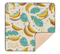 Fruit Banana Floral Leaf Yellow Cyan Large Sturdy Thick Play mat for Baby for Floor Portable Foldable Infant Play Mat for Baby Kids Toddlers Infants, 50'' x 50''gimnasio de actividades para