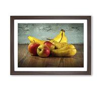 Fruit Bananas Apples Pears Framed Print | A2 Walnut Framed Wall Art | Ready to Hang | Modern Food Picture | Living Room Bedroom Lounge Office