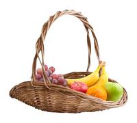 Fruit Basket - 11 Inch Willow | Wicker Rattan Holder - Kitchen Floral Arrangements Storage Organizer Food Container Wedding Picnic Beach Fruits Vegetable And Daily Decors
