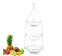 Fruit Basket | 3-Tier Iron Holder Storage Organizer Rack - Metal Fruit Basket Food Containers - for Produce Food Snack Potato Onion Pantry Bathroom Garden Yard Patio Organization