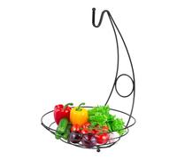 Fruit Basket Bowl on Countertop - 360g Vegetable Storage Space Saving Design | 15.35x10.63x2.76 Inch Iron Fruit Bowls Safe Fade Resistant Material Home Snack Container Black, Silver