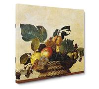 Fruit Basket by Caravaggio Canvas Print | Gallery Wrapped 30mm Frame Wall Art | 14x14 inches | Ready to Hang | Modern Still Life Picture | Living Room Bedroom Lounge Office