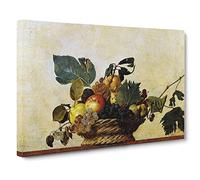 Fruit Basket By Caravaggio Canvas Print | Gallery Wrapped 30mm Frame Wall Art | 24x16 inches | Ready to Hang | Baroque Still Life Picture | Living Room Bedroom Lounge Office