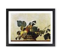 Fruit Basket By Caravaggio Classic Painting Framed Print | A3 Black Framed Wall Art | Ready to Hang | Classic Food Picture | Living Room Bedroom Lounge Office
