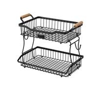 Fruit Basket for Kitchen Countertop - 2 Tier Food Holder | Large Capacity Vegetable Organizer - For Snacks Bread Vegetables Fruits in Pantry Countertop Cabinet Kitchen and