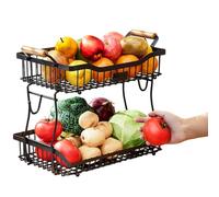 Fruit Basket for Kitchen Countertop, 2 Tier Food Holder, Snack Organizer On Table, Use on Fruit Bread Vegetable Snack Pantry Countertop Kitchen Cupboard Centerpiece Office
