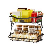 Fruit Basket for Kitchen Countertop, 2 Tier Food Holder, Snack Organizer On Table, Use on Fruit Bread Vegetable Snack Pantry Countertop Kitchen Cupboard Office Centerpiece