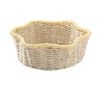Fruit Basket - Handwoven Imitation Rattan Tabletop Snack for Dining Table, Holder with Decorative Storage Design for Living Room, Home, Nursery, Pantry 12.2x12.2x3.94 Inches