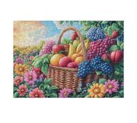 Fruit Basket Harvest 300 Piece Jigsaw Puzzle for All Ages Birthday Party Activity Group Fun High Resolution Print Home Decor Entertainment 300 PCS