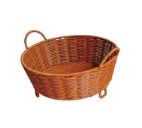 Fruit Basket Organizer with Handle, Rustic Country- Organizer Made of Synthetic Rattan for Kitchen, Household, Shopping, Pantry, Picnics