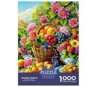 Fruit Basket Still Life 1000 Pieces Classic Jigsaw Puzzle Jigsaw Puzzle Set Thick Cardboard Impossible Hard Challenging Relaxation Creativity Gift Giving Indoor Leisure Puzzle 38x26cm/1000pcs